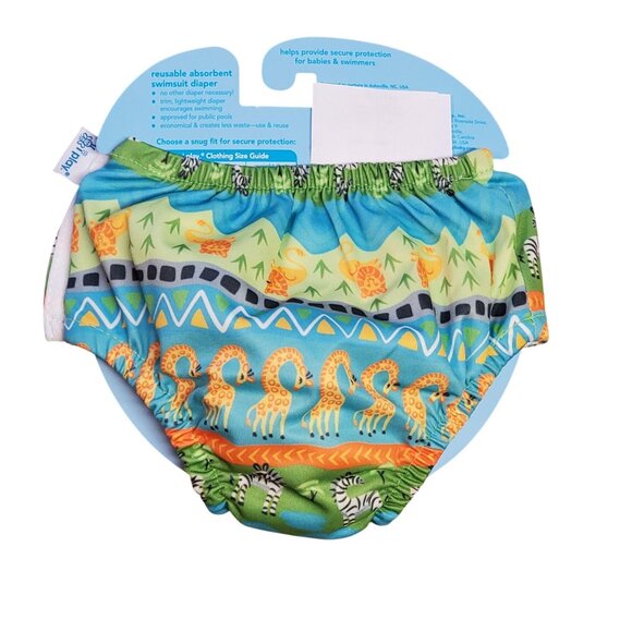iPlay Swim Diaper Green Animal Print Size 6M – Reusable Infant Swimsuit Diaper - Picture 2 of 6